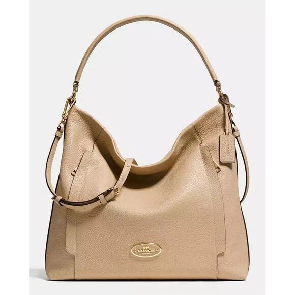 Coach Large Scout Tan Pebbled Leather Hobo Bag $295 MSRP - Picture 1 of 13